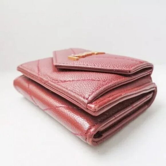 100% Auth SAINT LAURENT PARIS Monogram Tiny Wallet Bordeaux Leather 251-102624 - Picture 3 of 7